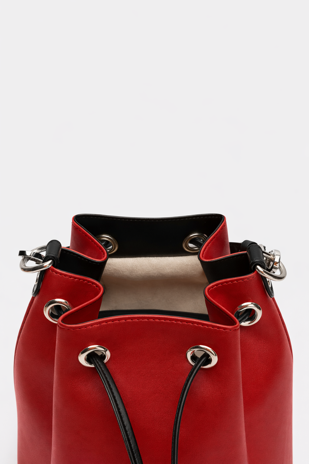 Handmade Burgundy Red Print Leather Bucket Bag, A Gift for Mom