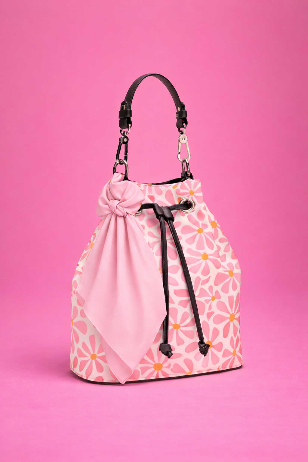 Daisy Print Bucket Bag - Handmade Leather Gift For Mum